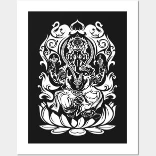 Tribal Ganesh (white) Posters and Art